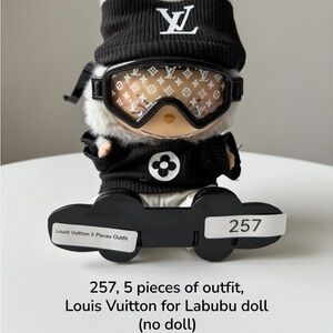 257, Five Pieces Outfit Louis Vuitton Black and White Labubu Doll(No Doll)